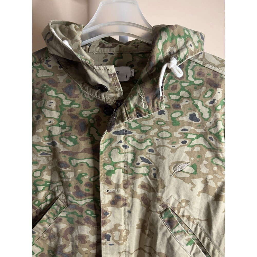 Men Publish Camo Denim Hood Jacket Zip Button Logo Midi L Urban Hip Outdoor Coat - Picture 4 of 16